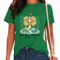 thumbnail image 1 of UNISHE Women's Warm Brush Glitter Peak Cross Matthew Positive Faith Quote Graphic Commuting Short Sleeve T-Shirt, 1 of 5