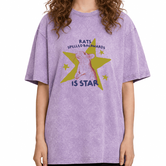 UNISHE Women's Wash Rats Spelled Backwards is Star Tee Funny Animal Pun ...