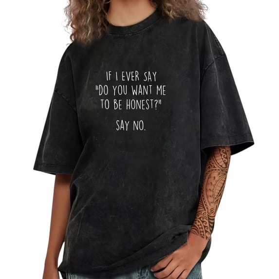UNISHE Women's Washed Sarcastic Honest Quote Graphic Short Sleeve Crewneck T-Shirt Casual Humorous Tees