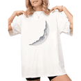 thumbnail image 1 of UNISHE Women's Watercolor Crescent Moon Graphic White Short Sleeve T-Shirt S-5XL Simple Crewneck Top, 1 of 5