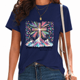 thumbnail image 1 of UNISHE Women's Watercolor Gold Glitter Mountain Cross Faith Bible Inspirational Saying Graphic Cotton Short Sleeve T-Shirt, 1 of 5