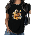 thumbnail image 1 of UNISHE Women's Watercolor Honey Bee Floral Graphic Short Sleeve T-Shirt Bumblebee Sunflower Daisy Cotton Crewneck Top, 1 of 5