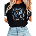 thumbnail image 1 of UNISHE Women's Watercolour Shark Species Sea Life Novelty Graphic Short Sleeve T-Shirt Casual Cotton Crewneck Top Black S-5XL, 1 of 5
