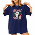 thumbnail image 1 of UNISHE Women's Western Cow Skull Cactus Pink Wildflower Star Southwest Graphic Short Sleeve T-shirt Relaxed Fit, 1 of 6
