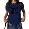 thumbnail image 1 of UNISHE Women's Western Cow Skull Rifle Graphic Tee If I'm The Problem You Might Be The Reason Short Sleeve T-Shirt Casual Crewneck Loose Fit Navy Blue, 1 of 6