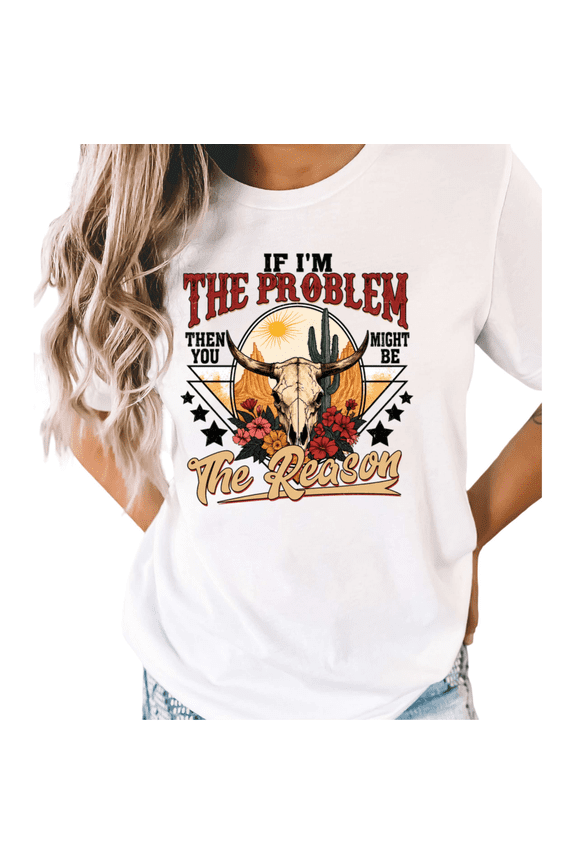 Women's White Desert Sunset Cactus Floral Longhorn Skull Print Desert Cactus Floral Cowgirl Graphic Short Sleeve T-Shirt S-5XL Daily Top
