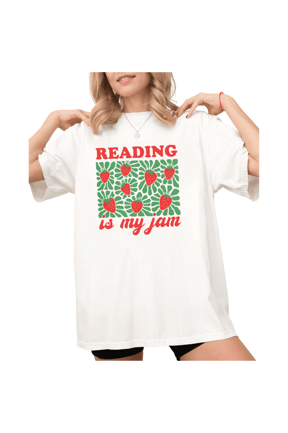Women's White Grid Strawberry Leaf Print Strawberry Book Lover Graphic S-5XL Short Sleeve T-Shirt Cozy Top
