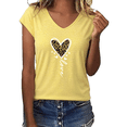 thumbnail image 1 of UNISHE Women's White Leopard Print Heart Love Graphic V-Neck Short Sleeve T-Shirt Casual Tee, 1 of 6