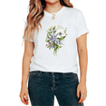 thumbnail image 1 of UNISHE Women's Wildflower Bouquet Anemone Floral Botanical Graphic Tops Short Sleeve T-Shirt Tees, 1 of 5