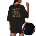 thumbnail image 1 of UNISHE Women's Wildflower Front & Back Graphic Black Short Sleeve T-Shirt S-5XL Simple Crewneck Top, 1 of 5