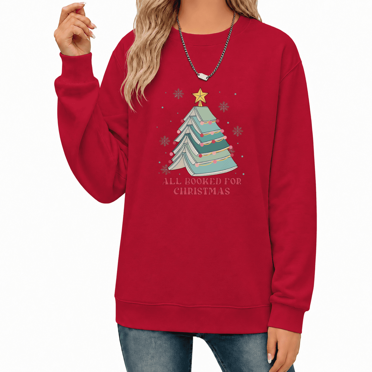 UNISHE Womens All Booked for Christmas Tree Graphic Sweatshirt ...