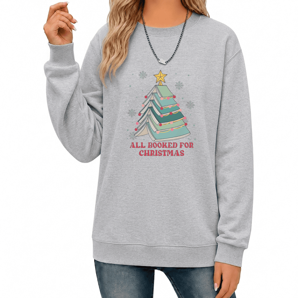 UNISHE Womens All Booked for Christmas Tree Graphic Sweatshirt ...