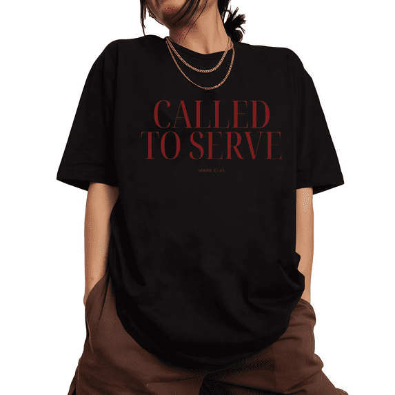 UNISHE Womens Called To Serve Mark 10 45 Christian Graphic Short Sleeve Crewneck T-Shirt S-5XL Black Tops