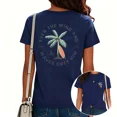 thumbnail image 1 of UNISHE Womens Casual Scripture Verse Graphic T-Shirt Be Still Ocean Surf Crewneck Tee Navy, M, 1 of 5