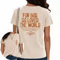 thumbnail image 1 of UNISHE Womens Christian T Shirts Faith Bible Verse Graphic Tees Acid Wash Vintage Streetwear Tops Apricot, 3XL, 1 of 6