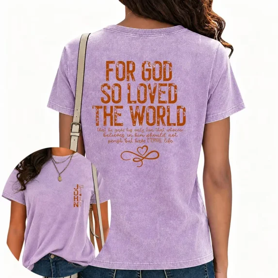 UNISHE Womens Christian T Shirts Faith Bible Verse Graphic Tees Acid Wash Vintage Streetwear Tops Purple, S