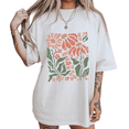 thumbnail image 1 of UNISHE Womens Distressed Vintage Floral Art Graphic Short Sleeve Crewneck T-Shirt S-5XL White Tops, 1 of 5