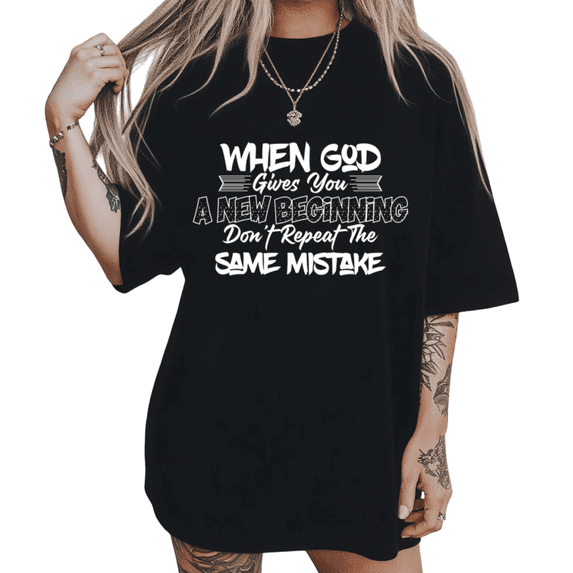 UNISHE Womens Fresh Start Faith Inspired Graphic Short Sleeve T-Shirt S-5XL Black Tops