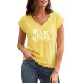 thumbnail image 1 of UNISHE Womens Inspirational Bible Verse Print T-Shirts V Neck Tank Top Christian Faith Gift Graphic Tees Yellow, M, 1 of 6