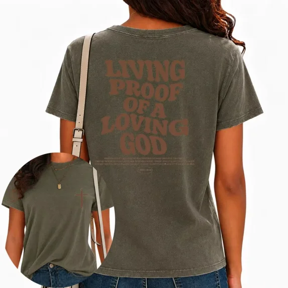 UNISHE Womens Inspirational Religious T-Shirts Faith Graphic Tees Vintage Washed Short Sleeve Streetwear Tops Green, 3XL