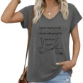 thumbnail image 1 of UNISHE Womens Inspirational V-Neck Cap Sleeve Tee with Religious Slogan Loose Fit Casual Short Sleeve Shirt, 1 of 6