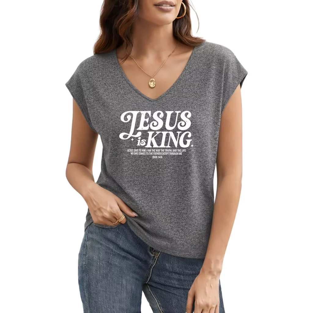 UNISHE Womens Jesus Is King Bible Verse Print T-Shirts John 14 6 ...