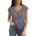 thumbnail image 1 of UNISHE Womens Lavender Graphic Tees Botanical Floral Print T-Shirts Sleeveless V Neck Tank Tops Dark Grey, 3XL, 1 of 6