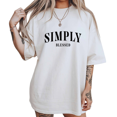 thumbnail image 1 of UNISHE Womens Minimalist Blessed Faith Graphic Short Sleeve Crewneck T-Shirt S-5XL White Tops, 1 of 5