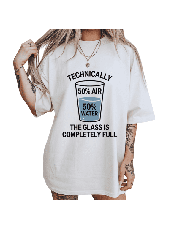 Womens Optimistic Mindset Science Joke Graphic Short Sleeve T-Shirt S-5XL White Tops