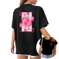 thumbnail image 1 of UNISHE Women's Artistic Card Graphic Short Sleeve T-Shirts Black Vibrant Summer Tops, 1 of 6
