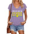thumbnail image 1 of UNISHE Womens Purple When Life Gives You Lemons Print V Neck Short Sleeve T-Shirt Sassy Humor Attire S-5XL Tops, 1 of 6