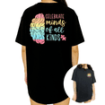 thumbnail image 1 of UNISHE Womens Rainbow Brain Puzzle Graphic Short Sleeve Crewneck T-Shirt S-5XL Black Tops, 1 of 5