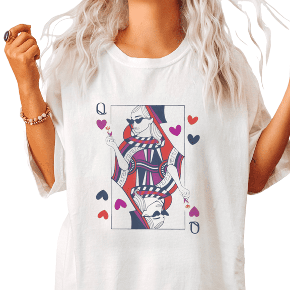 UNISHE Womens Retro Card Game Art Print T-Shirt S-5XL White Tops