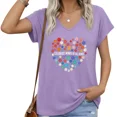 thumbnail image 1 of UNISHE Womens V-Neck Cap Sleeve Graphic Tee Celebrate Minds Of All Kinds Loose Fit Short Sleeve Shirt, 1 of 6