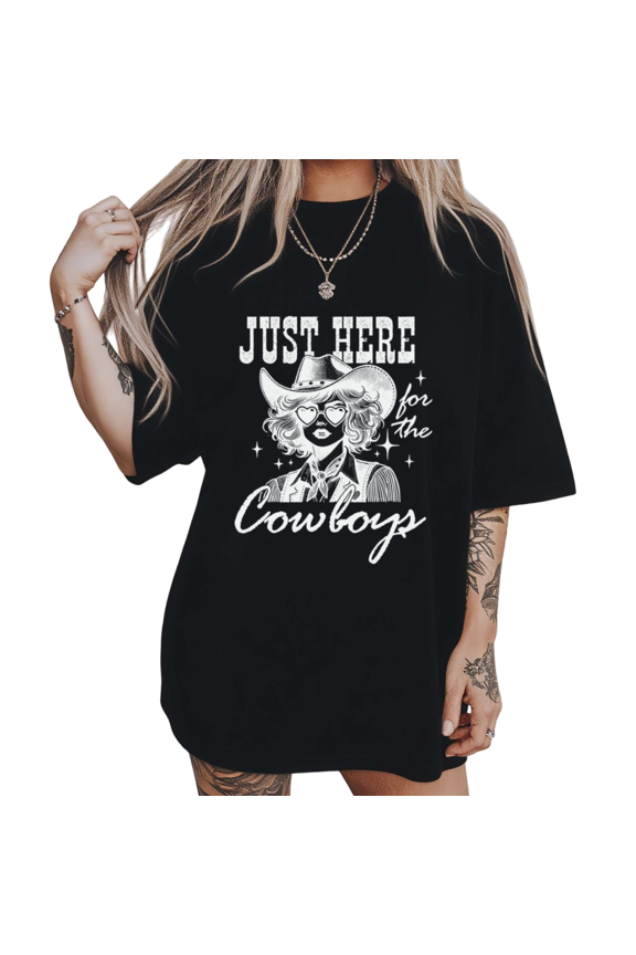 Womens Vintage Cowboy Obsessed Inspired Graphic Short Sleeve T-Shirt S-5XL Black Tops