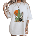 thumbnail image 1 of UNISHE Womens Western Cactus Olive Graphic Short Sleeve T-Shirt S-5XL White Tops, 1 of 5