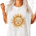 thumbnail image 1 of UNISHE Womens Whimsical Sun Face Graphic Short Sleeve Crewneck T-Shirt S-5XL White Tops, 1 of 5