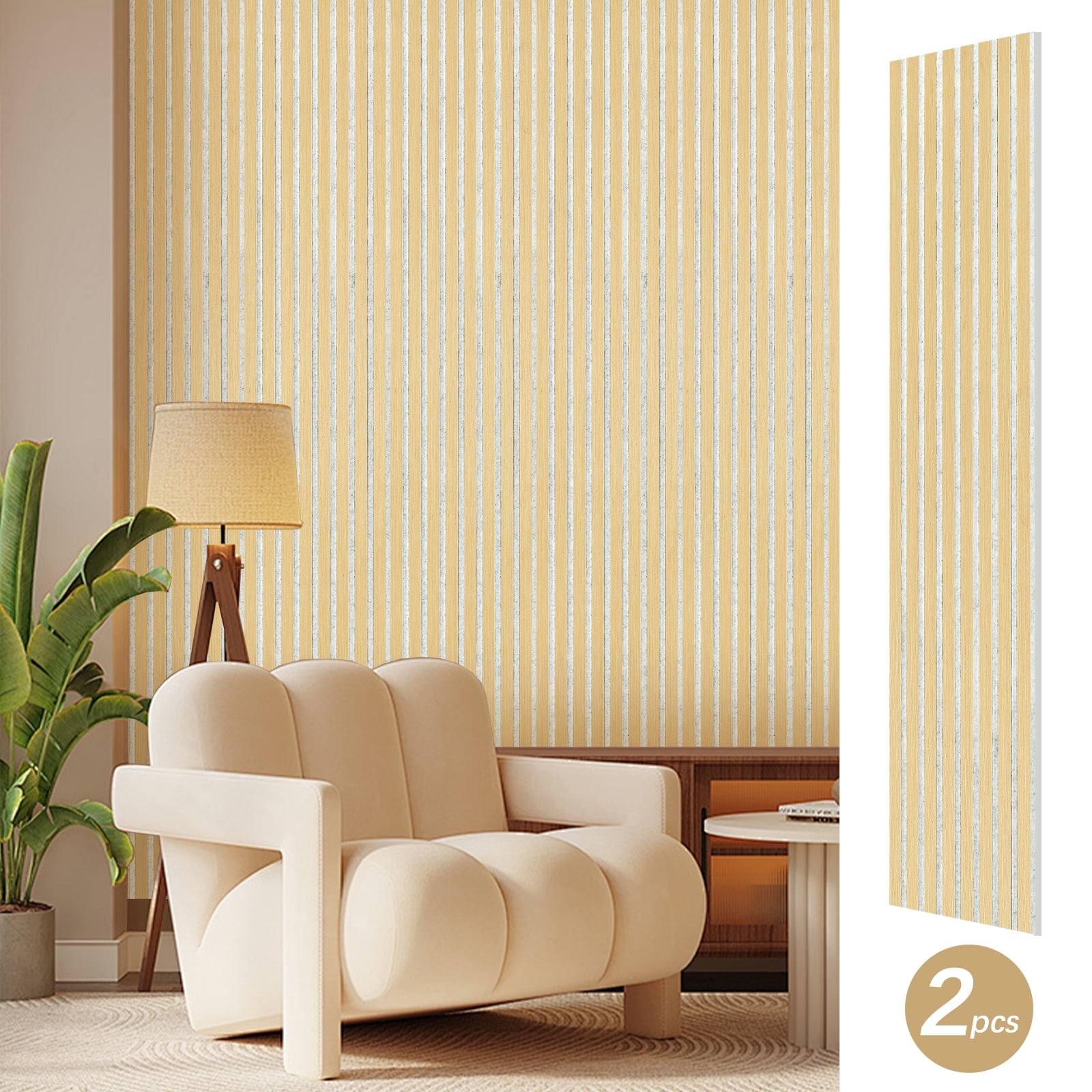 UNISOAR 94.5" x 12.6" Wood Slat Acoustic Panels Decorative 3D Sound Absorbing Wall Paneling (2 PCS)