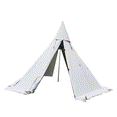 thumbnail image 1 of UNISTRENGH 4 Season Waterproof Oxford Teepee Tent with Stove Jack White Pyramid Tent with Half Mesh, 1 of 7