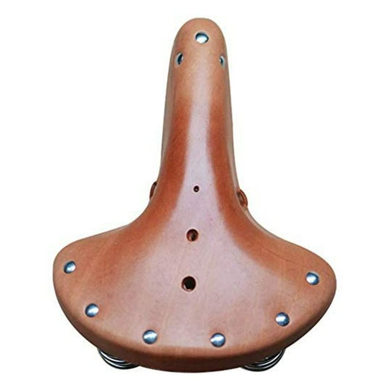 UNISTRENGH Brown Vintage Bike Saddle Leather Seat for Bicycle Cushion with 4 Springs Walmart