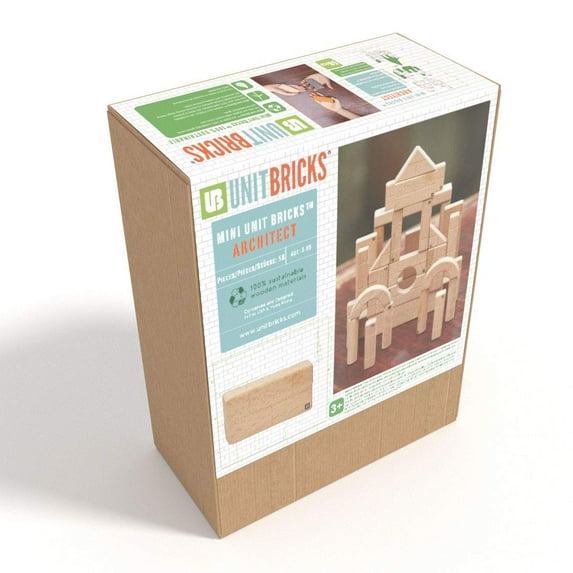 UNITBRICKS Wooden Building Set for Age 3+. 58 pcs Mini Unit Bricks - Based on Pratt's Scale Standard Unit Blocks…