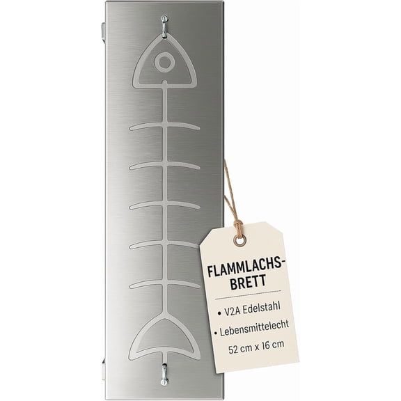 UNITED FIRE- Stainless Steel Salmon Plank Holder Rotating 180 Adjustable Grilling Board, Dishwasher Safe, Rustproof AISI 304, Fits Fire Pits & Grills, Reusable Alternative to Wooden Planks