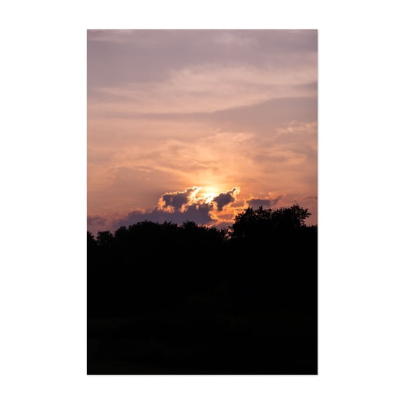 UNITED STATES | Fire in the Sky - Photography Sunset Silhouette Nature Landscape Scenic Moody Forest Unframed Wall Art Print 40 x 60 inches