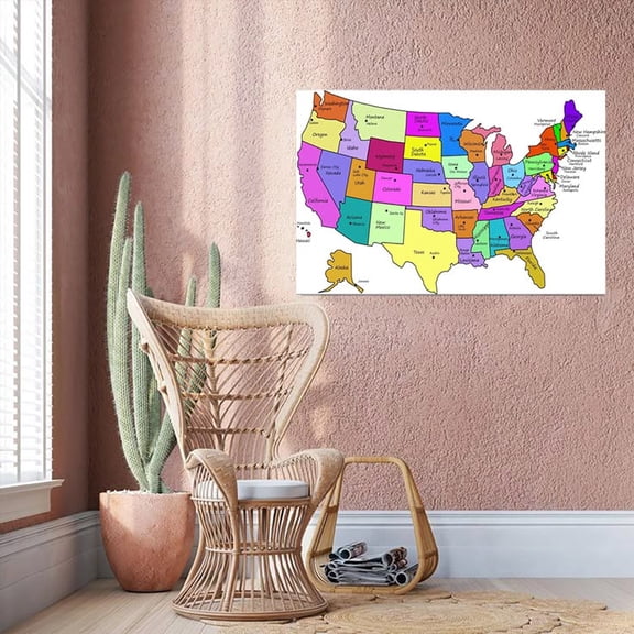 UNITED STATES MAP WITH CAPITALS GLOSSY POSTER PICTURE BANNER PRINT PHOTO US Poster Size 24''x36'' GoldenGate JSC