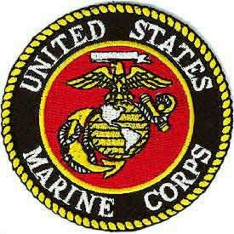 UNITED STATES MILITARY PATCH, USA MARINE CORPS LOGO - Embroidered Sew On /  Iron On Patriotic PATCH - 3 Round 
