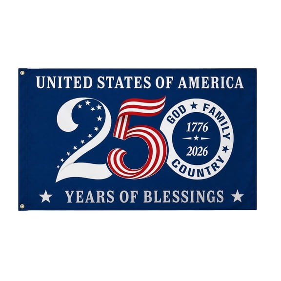 UNITED STATES OF AMERICA 250th Anniversary Double Sided Flag Commemorative Banner with 1776 2026 Print for Outdoor and Indoor Display