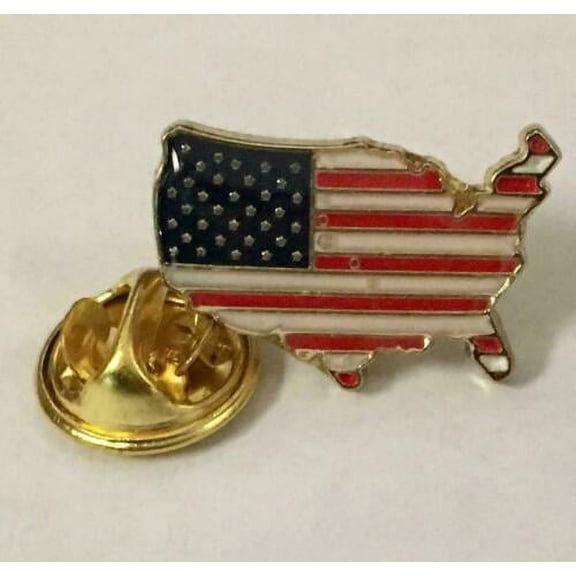 UNITED STATES USA FLAG MAP EMBLEM LAPEL HAT PIN BADGE 1.1 INCHES