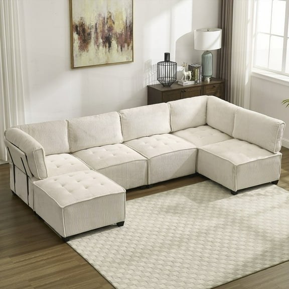 UNITED WE WIN Modular Sectional Sofa in Living Room - 6-Seat with Reversible Chaise