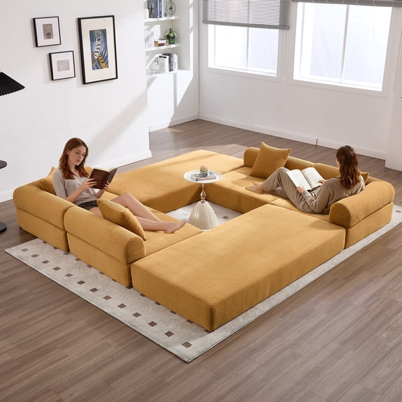 UNITED WE WIN convertible folding sofa bed, with fixed frame and pillow back handrail, cloud corduroy folding mattress sofa, folding memory foam bed in living room/dormitory/guest room/home office/a