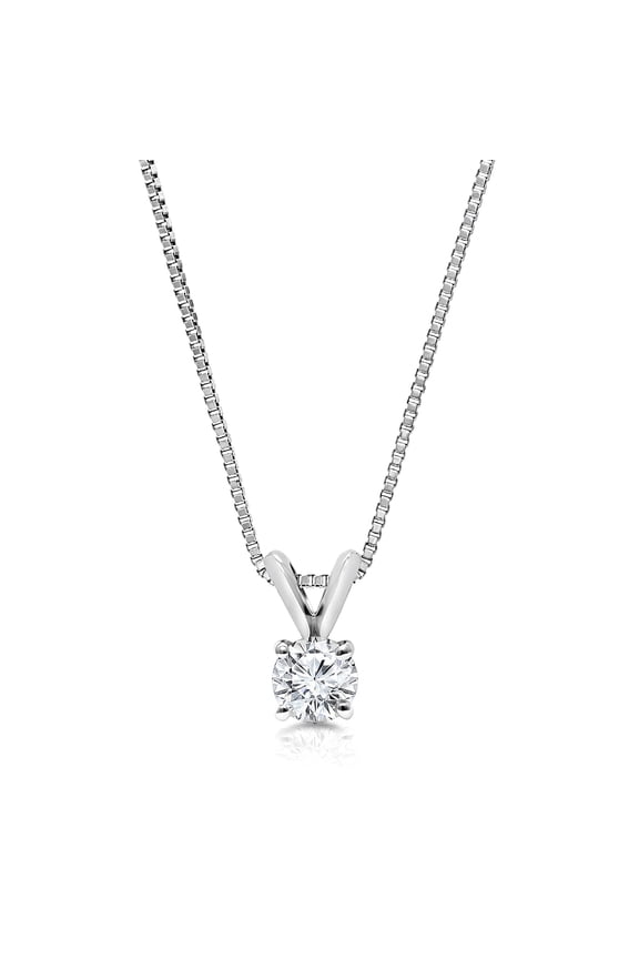0.75 Carat Lab Grown/Created Round Diamond Solitaire Pendant for Women in 14Kt White Gold (Color F/Clarity SI2)